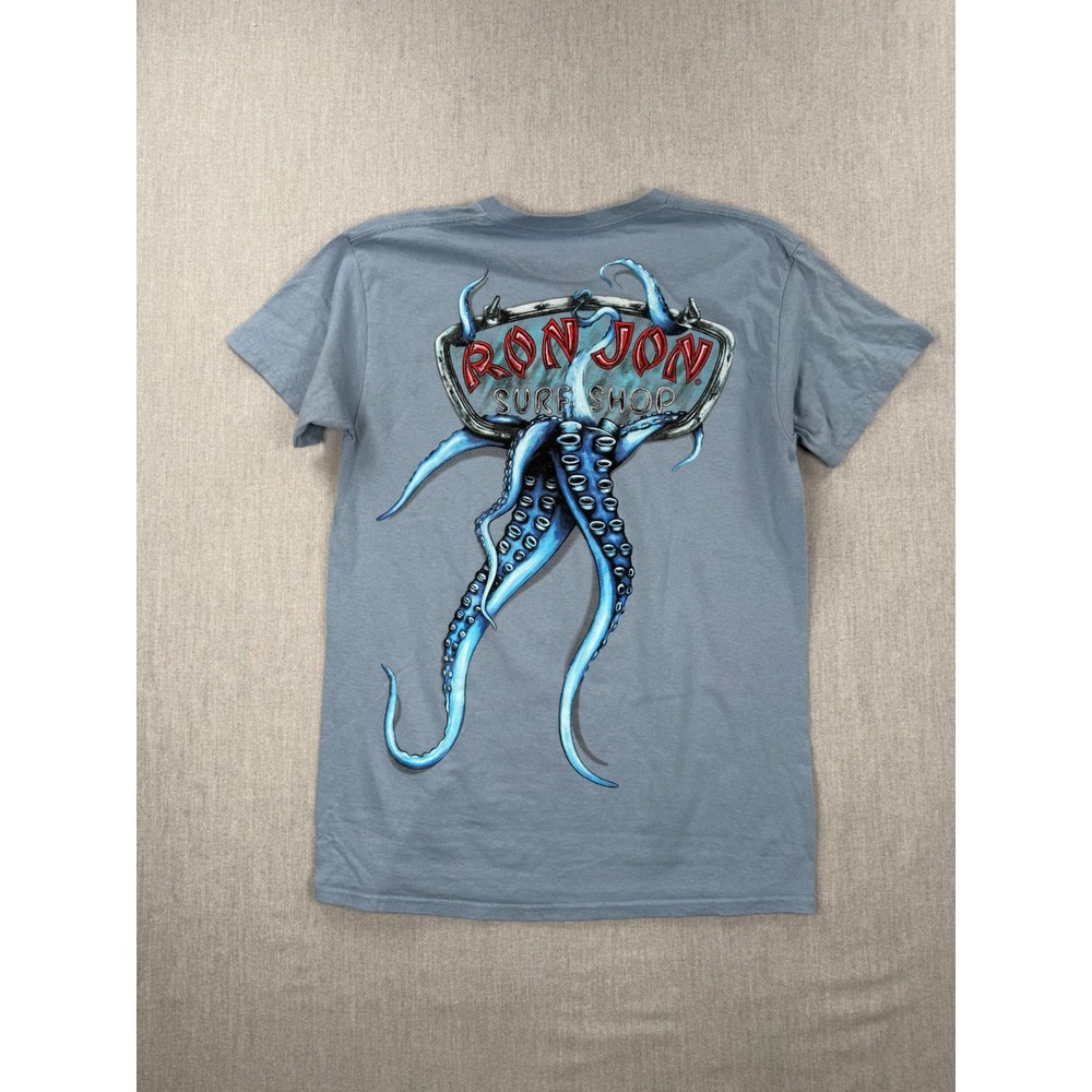 Ron Jon Surf Shop Panama City Beach Octopus Graphic TShirt Mens Medium Blue Gray